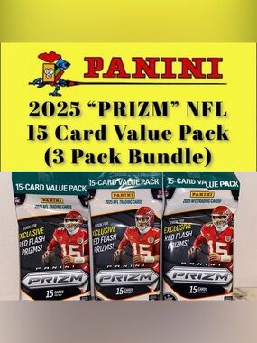 2025 Panini “PRIZM” NFL 15 Card Value Pack
(3 Pack Bundle)
